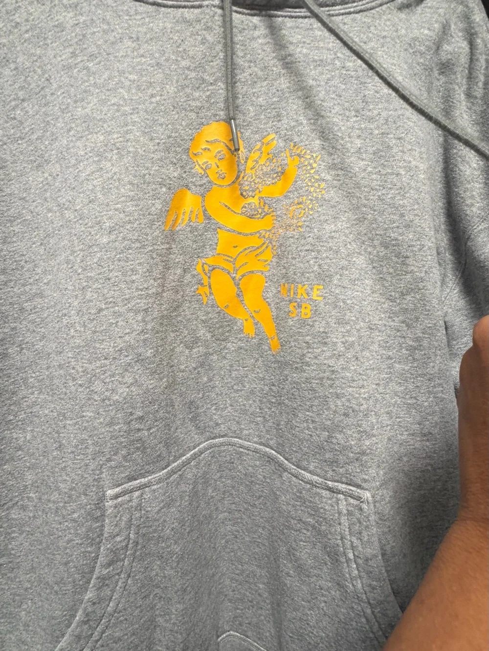 Nike SB Gray Sweatshirt (Hoodie) with Yellow Cherub Graphic